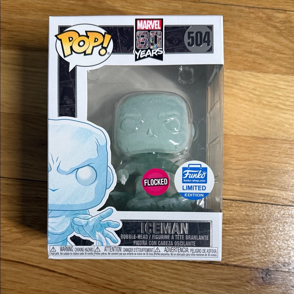 Funko Pop Marvel Iceman Flocked Blue Figure